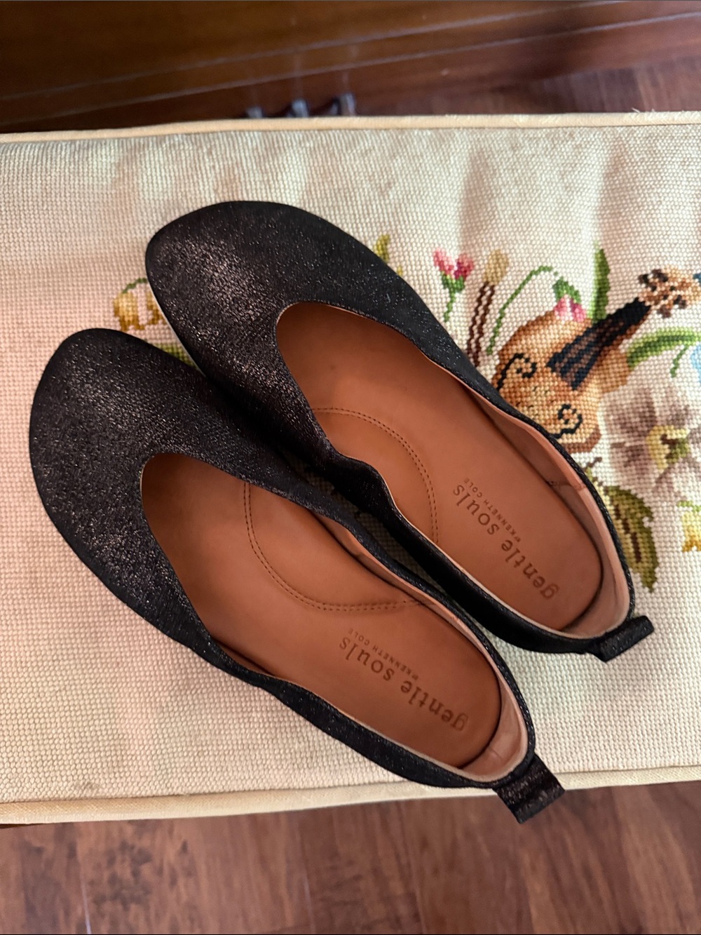 gentle souls Black Shimmer Ballet Flats